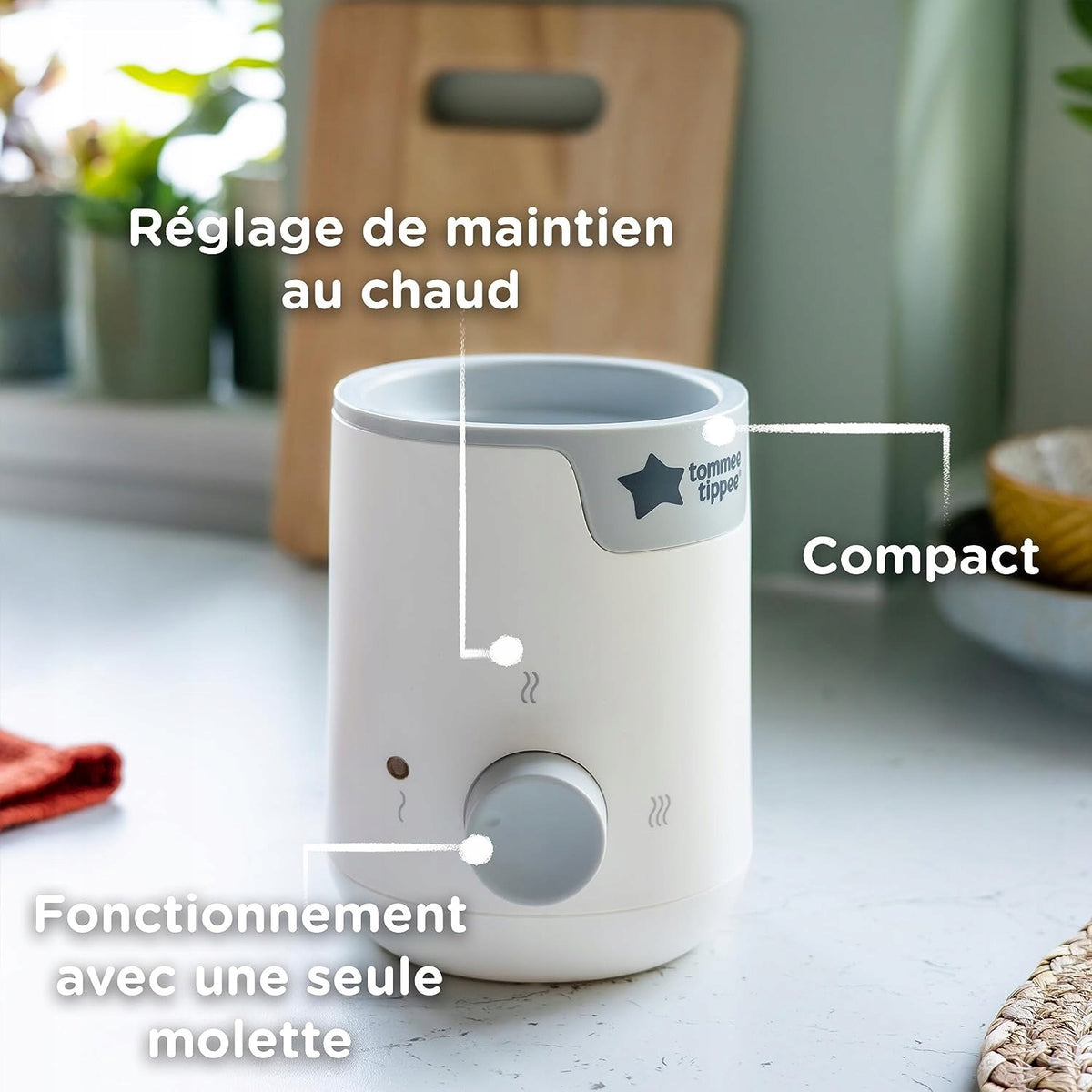 TOMMEE TIPPEE Easi-Warm podgrzewacz kompaktowy, regulacja ciepła i jedna gałka