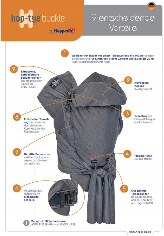 HOPPEDIZ portabebés ergonómico hop-tye