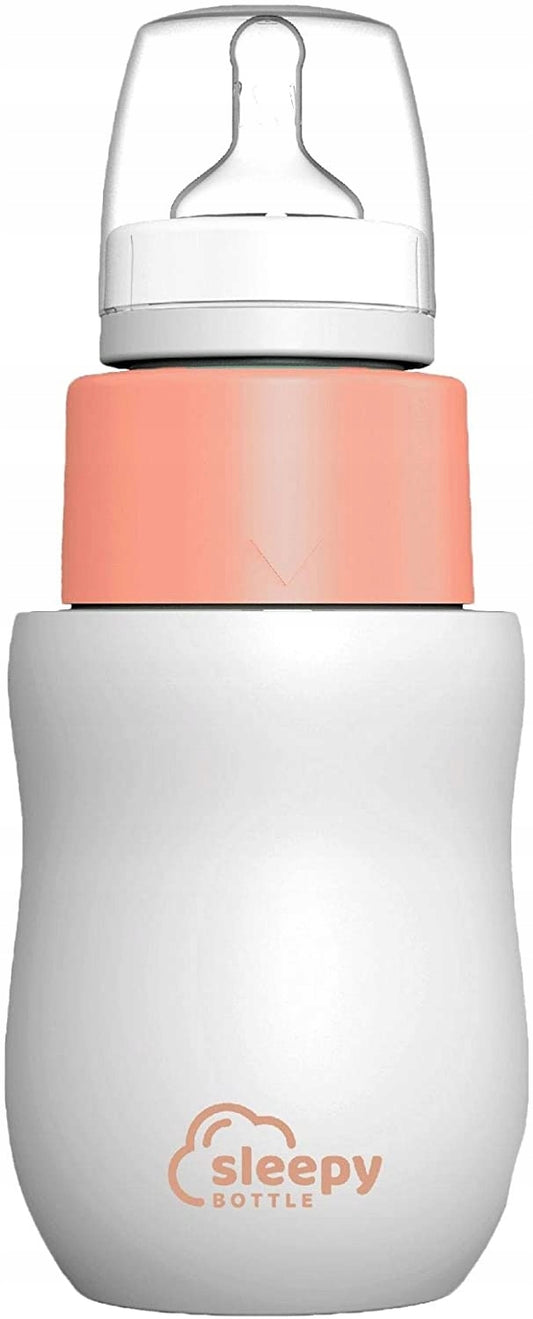 SLEEPY BOTTLE zestaw startowy podgrzewacz z butelk. biało-brzoskwiniowy podgrzewacz do butelki dla niemowląt z butelką