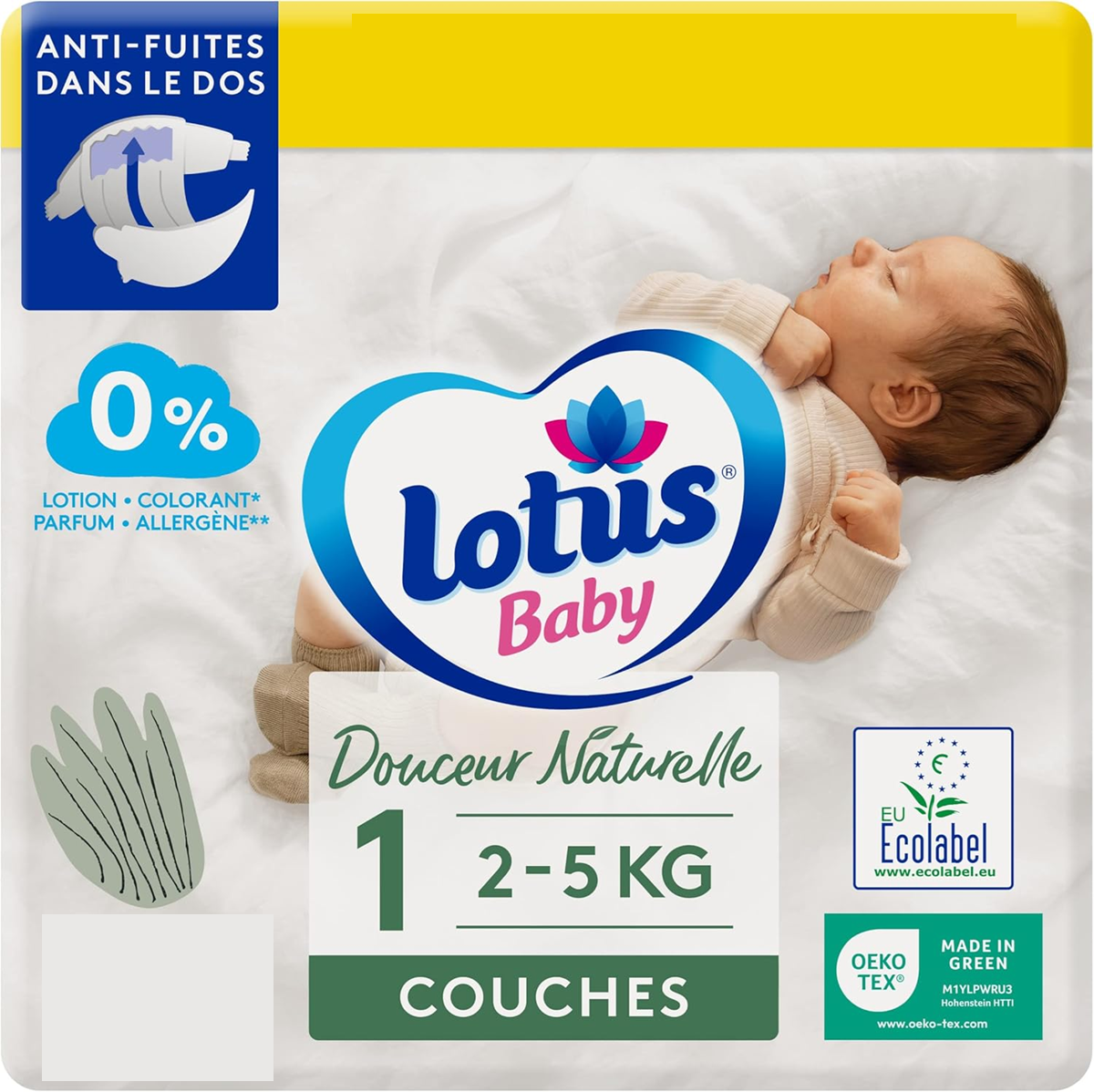 LOTUS BABY pañales desechables ecológicos talla 1 (2-5 kg) x20