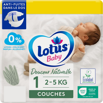 LOTUS BABY pañales desechables ecológicos talla 1 (2-5 kg) x20
