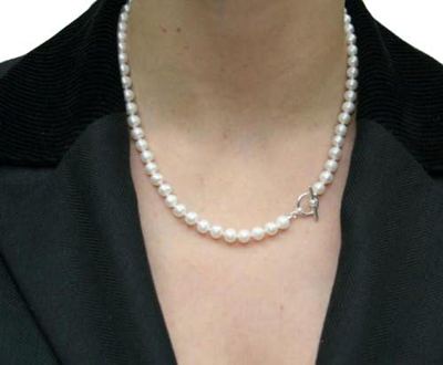 Collar y pulsera de perlas cultivadas de agua dulce