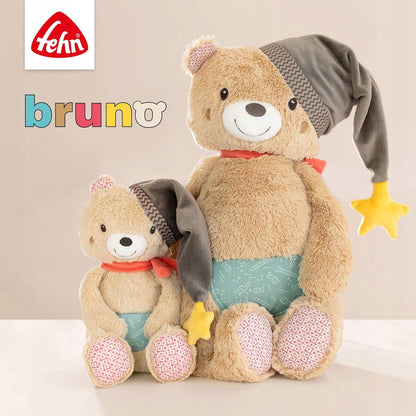 FEHN Miś Bruno wańka WSTAŃKA 14cm grzechotka, pluszowa zabawka dla niemowląt 0+
