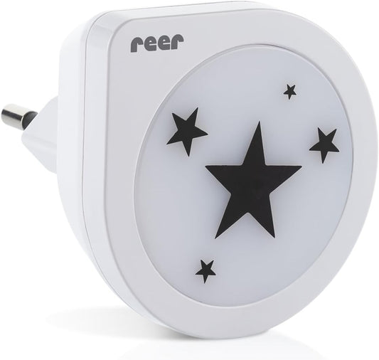 Lámpara nocturna LED REER NightGuide Star para enchufe, sensor de oscuridad