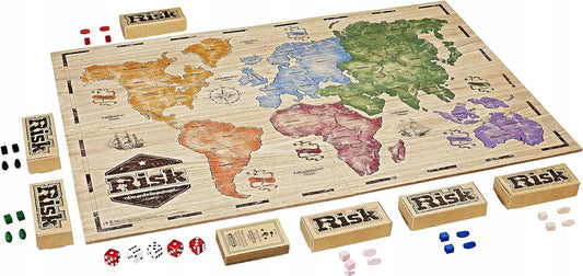 HASBRO Risk gra strategiczna drewniane plansza i pionki J. FRANCUSKI, drewniana plansza i pionki
