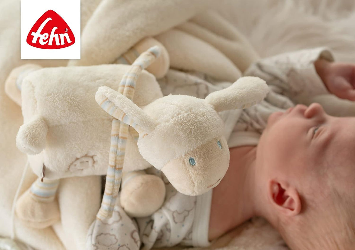 FEHN pluszowa zawieszka z pozytywką OWCA 17 cm kołysanka Brahms'a, beżowo-biała dla niemowląt