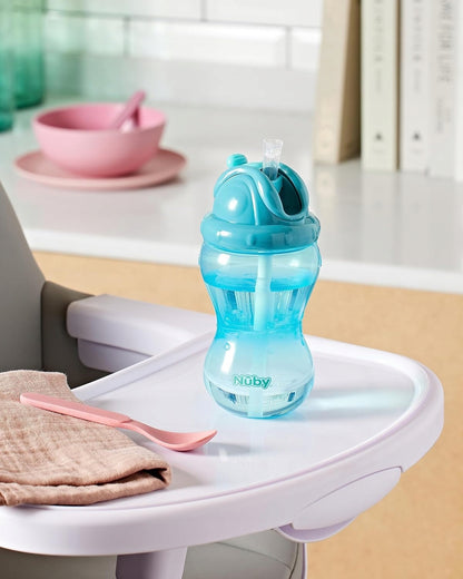 NUBY Vaso Flip-it antiderrame con pajita 12 m+ 360 ml