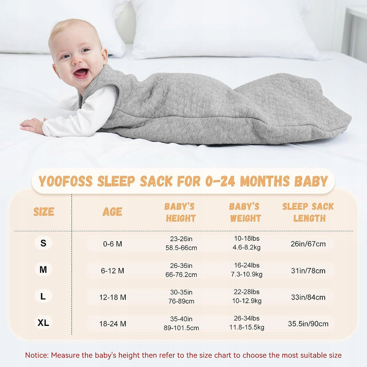 YOOFOSS saco de dormir 2,5 TOG 18-24 meses para bebés