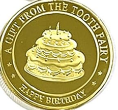 BRADOC Hada de los Dientes moneda metálica dorada para poner bajo la almohada 4 cm TORT