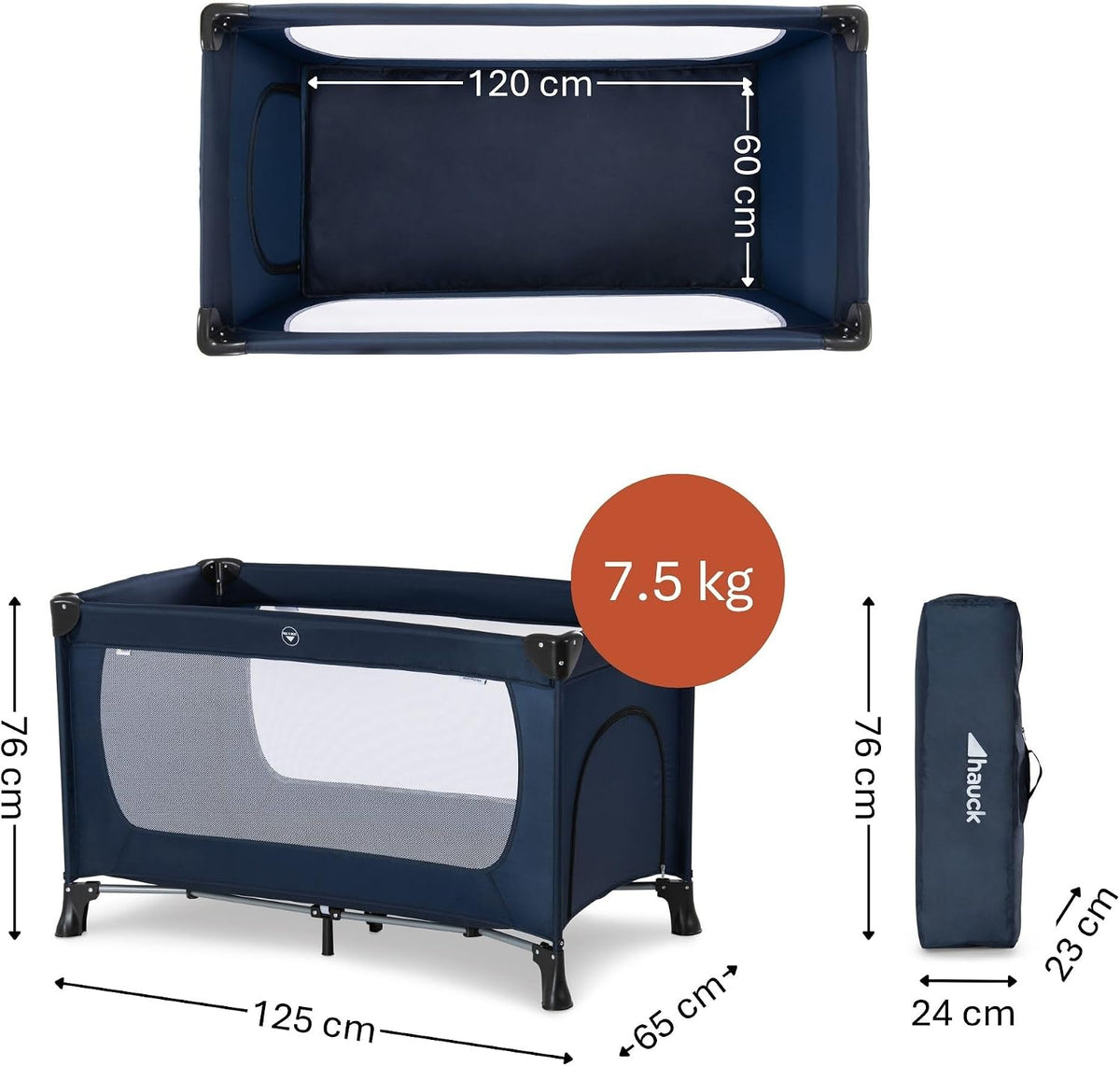 Cuna de viaje Hauck Dream N Play Plus 120x60, hasta 15 kg