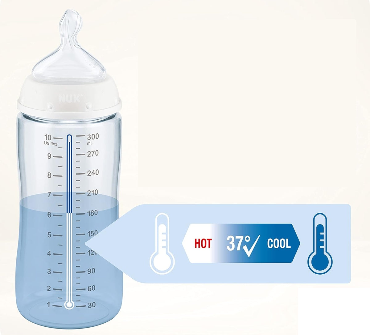 NUK First Choice+ Night set de 3 biberones luminosos 300 ml 6-18 m tetina M