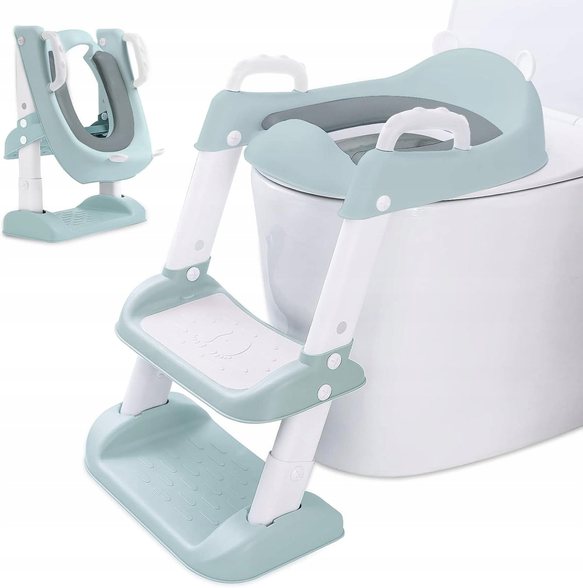 Adaptador de inodoro con escalones para niños