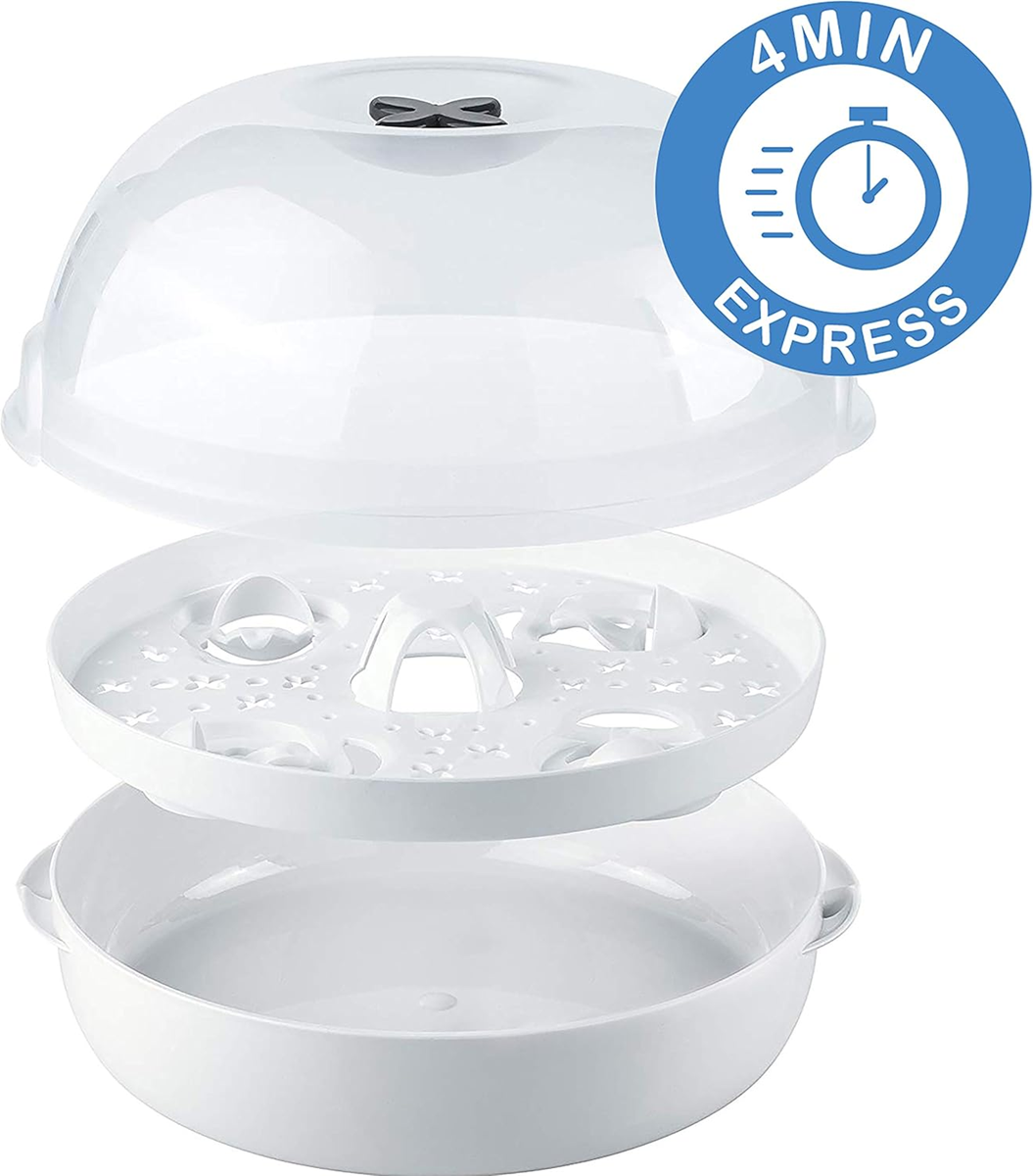 TIGEX Esterilizador exprés para microondas 5 biberones y accesorios en 4 minutos