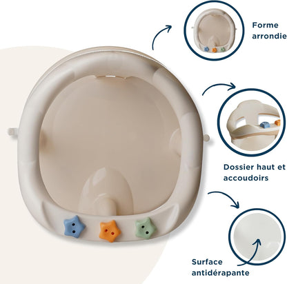 THERMOBABY krzesełko do kąpieli 6m+ z ergonomicznym siedziskiem, oparciem, podłokietnikami i antypoślizgową powierzchnią