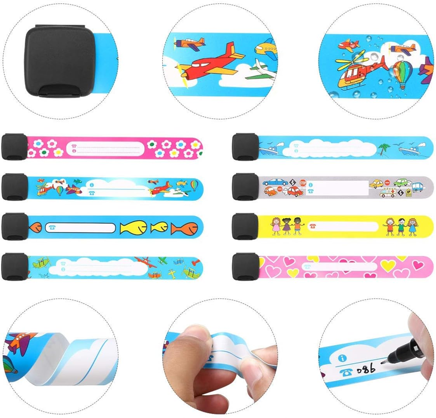 VICLOON pulseras SOS impermeables para niños 8 unidades + rotulador