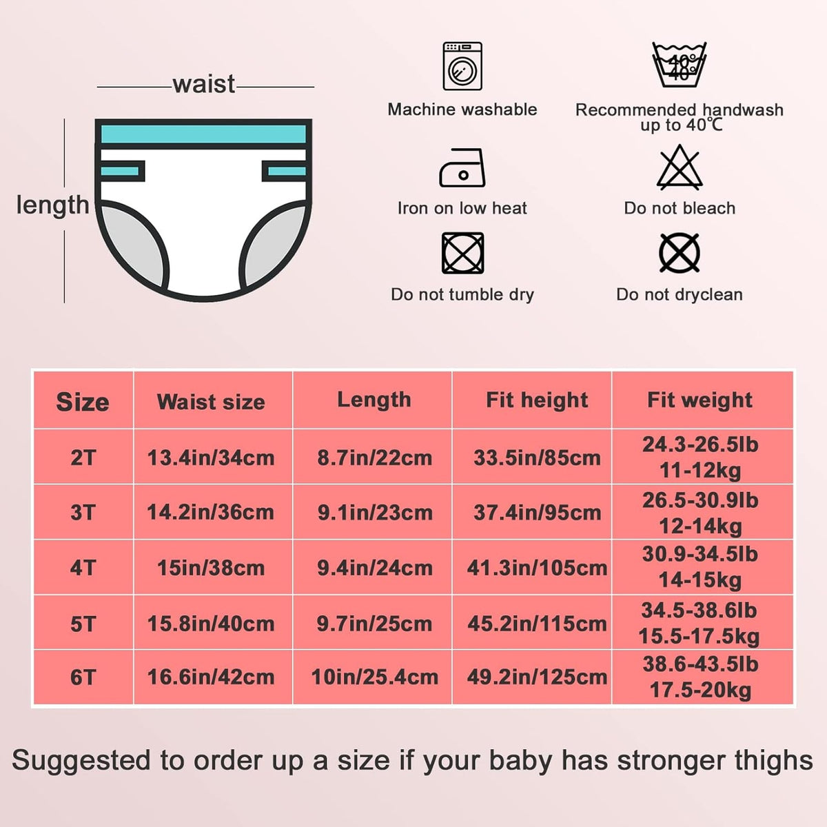 MOEMOE BABY pantalones de entrenamiento 5T, pack de 8 unidades