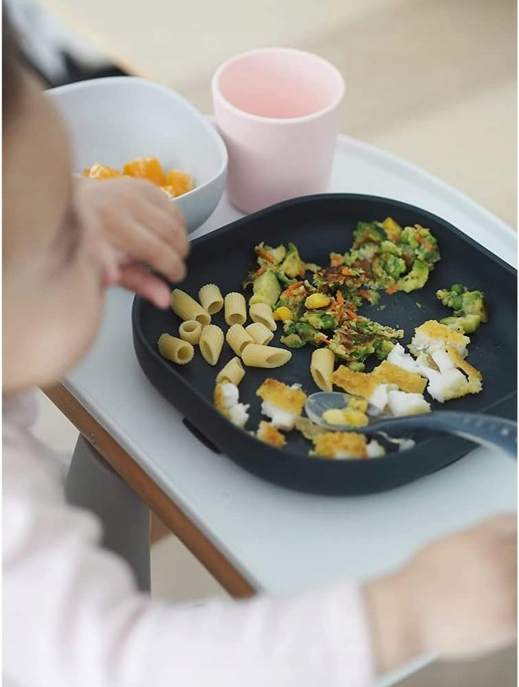 BEABA zestaw naczyń silikonowych z przyssawką, talerzyk, miseczka i kubek dla dziecka, różowy komplet do nauki jedzenia