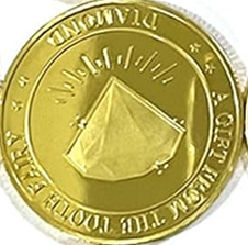 BRADOC Hada de los Dientes moneda metálica dorada para debajo de la almohada 4 cm DIAMANTE