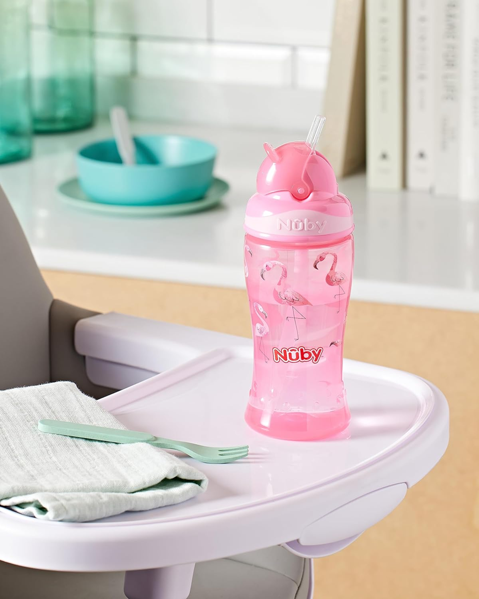NUBY Vaso Flip-it antiderrames con pajita 12 m+ 360 ml