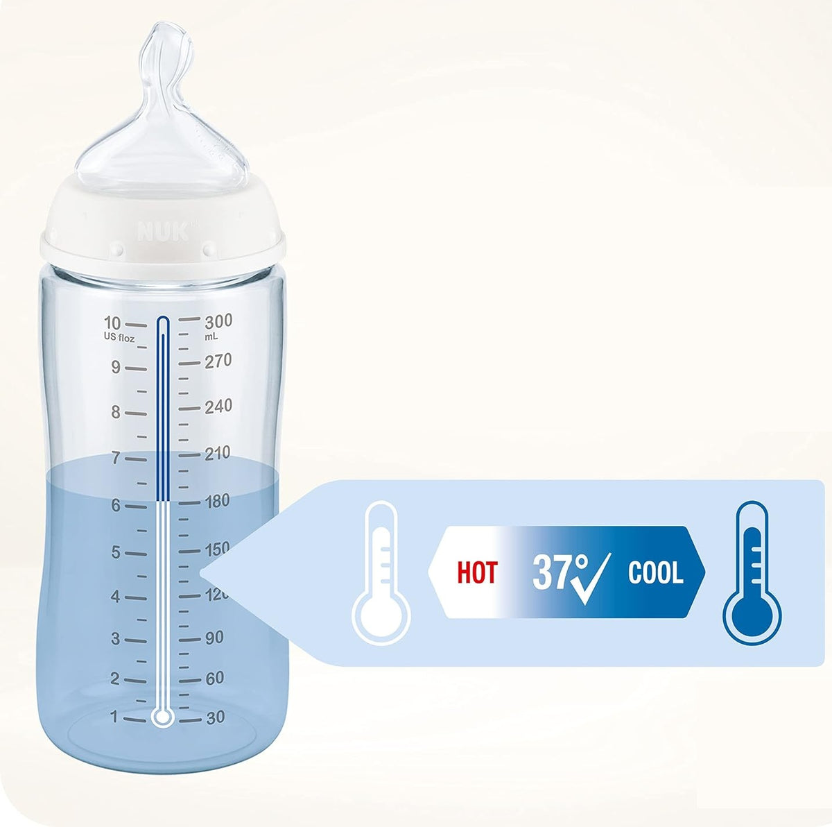 NUK First Choice+ biberón 300 ml tetina M flujo medio 0-6 m CORAZONES