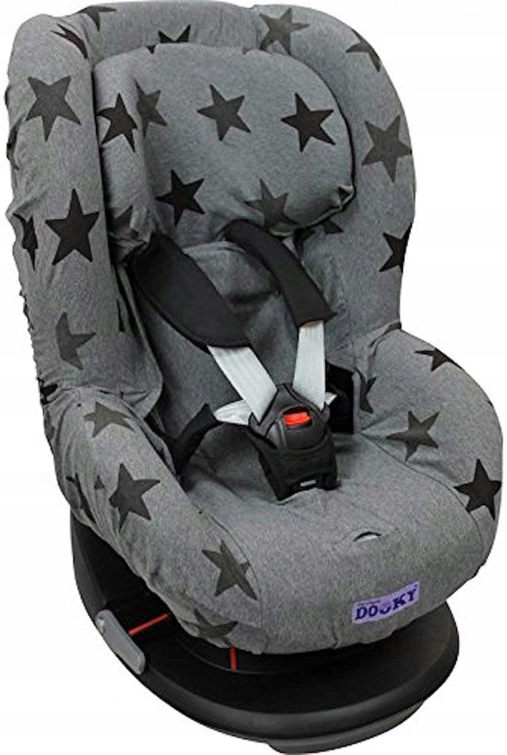 DOOKY SEAT COVER 1 pokrowiec na fotelik UNIWERSALN. szary pokrowiec w gwiazdki na fotelik samochodowy grupa 1