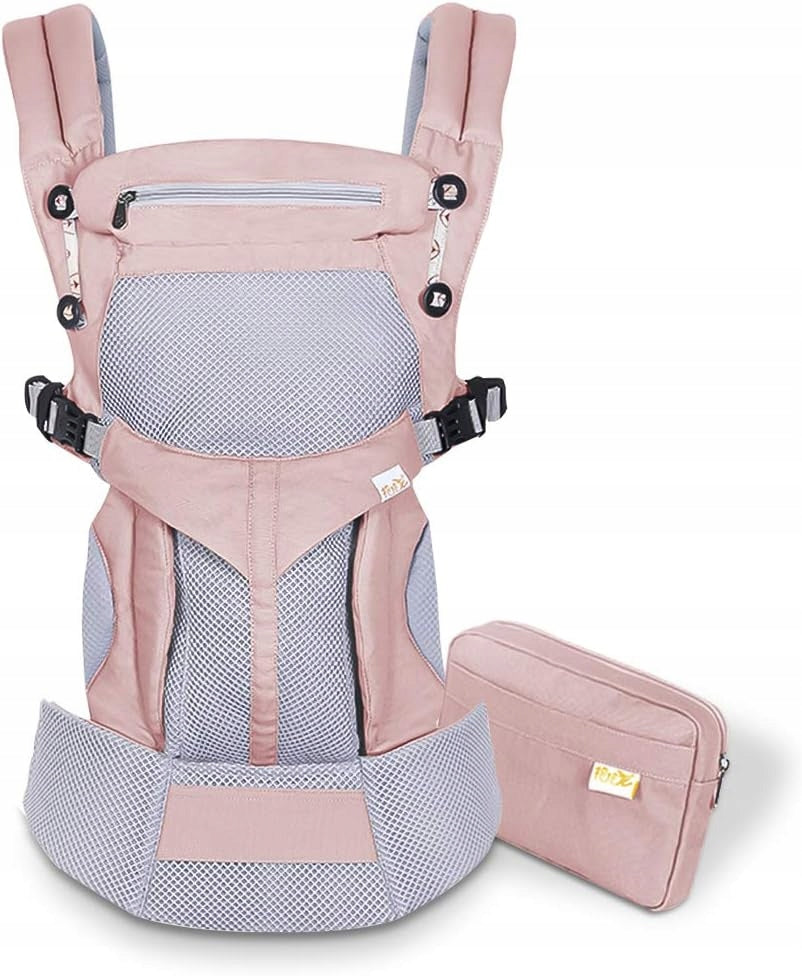SONARIN nosidełko ergonomiczne dla niemowląt, różowe, z kieszenią i maksymalnym obciążeniem 20 kg