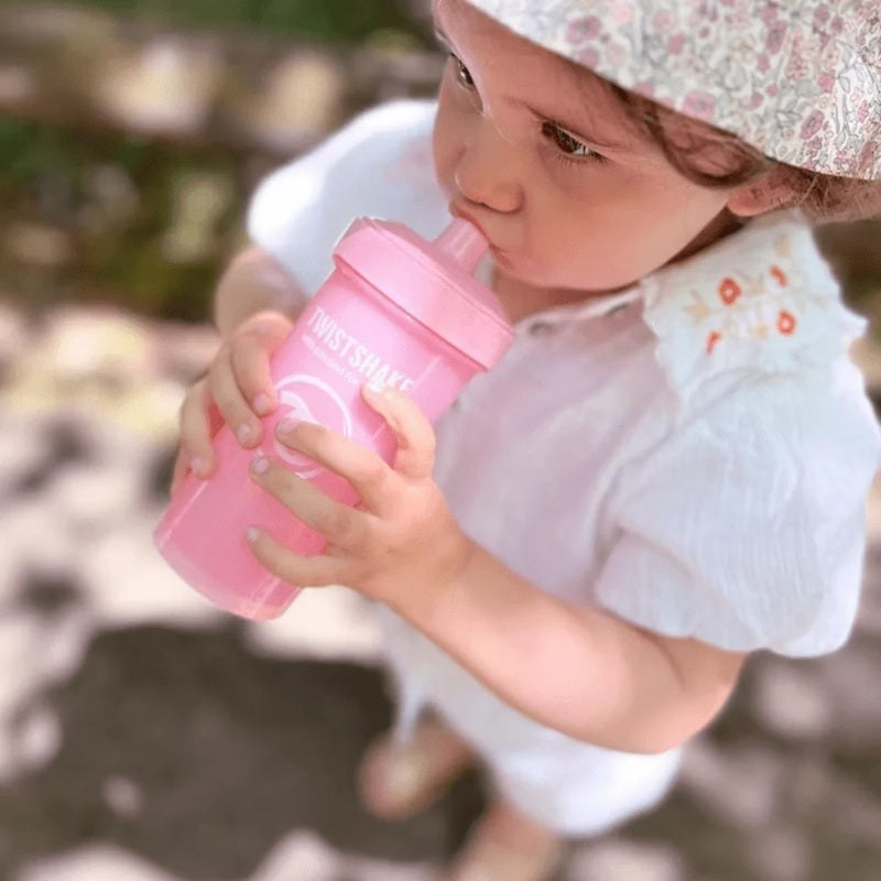 TWISTSHAKE Kid Cup kubek niekapek z ustnikiem i blenderem 360 ml 12 m+ różowy kubek dla dziecka