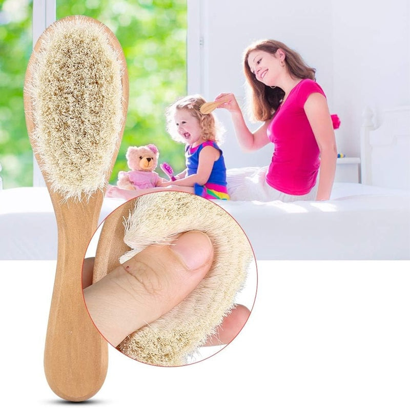 MUMUSUKI cepillo de madera para el cabello con pelo de cabra 0-6 m