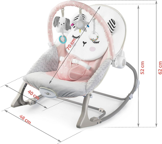 NUKIDO Silla mecedora con vibración hasta 18 kg + arco de juegos con juguetes
