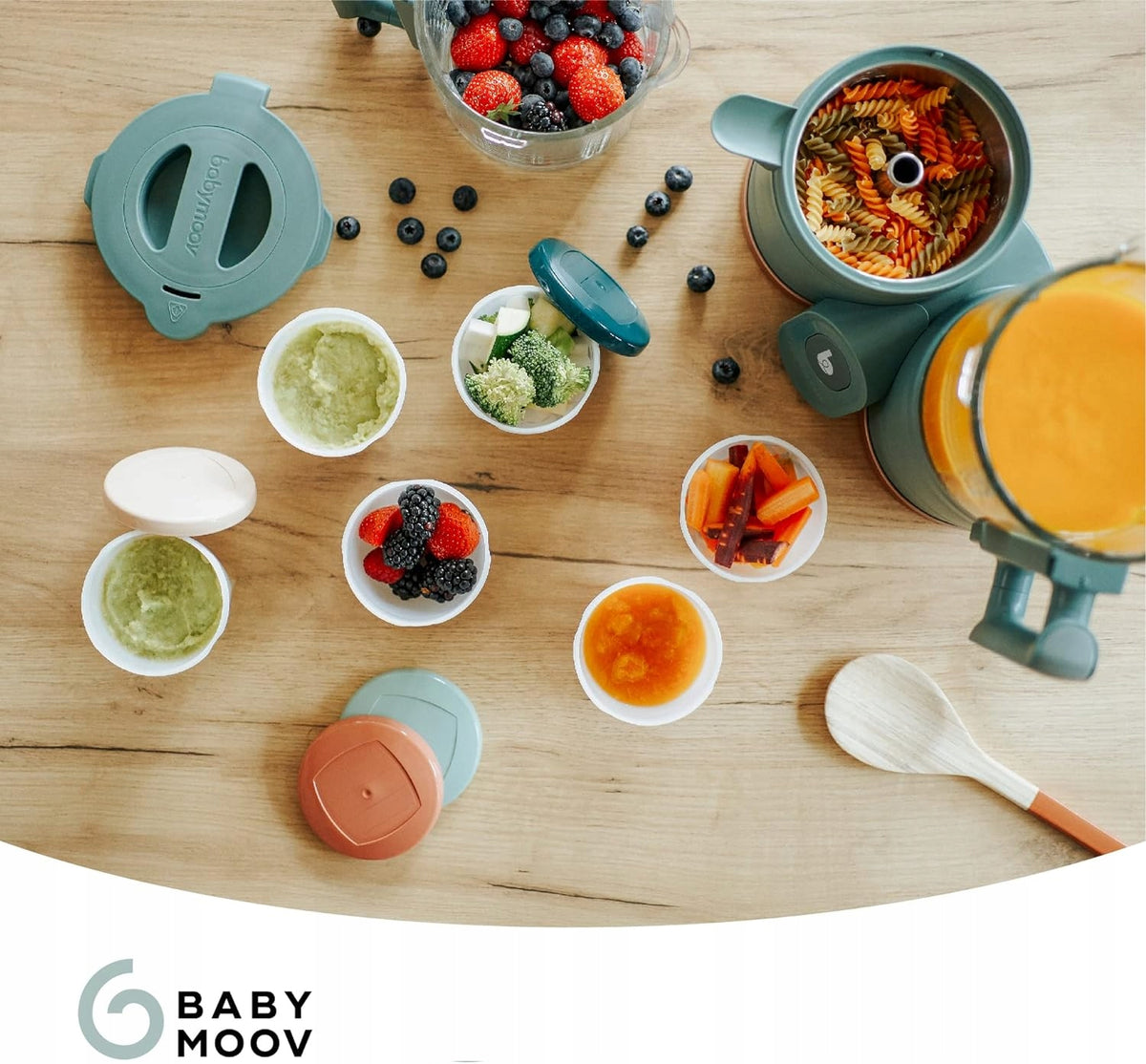 BABYMOOV Babybols pojemniki 6 x 180 ml EKO bio-materiał, pastelowe pojemniki na jedzenie dla niemowląt