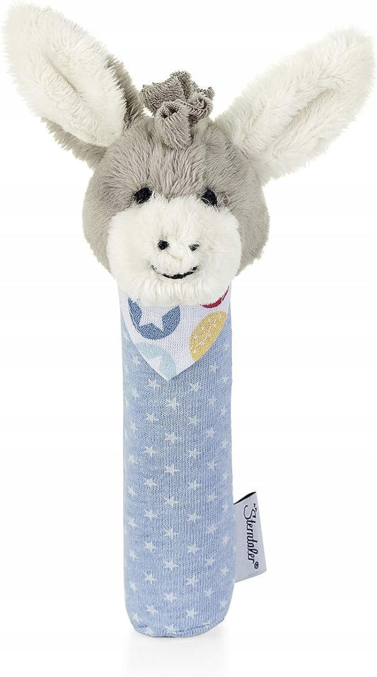 STERNTALER Osiołek Emmi zabawka z piszczałką 18 cm, szaro-niebieski pluszak dla niemowląt 0+