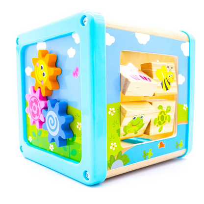 LOTTI & WILL Cubo de juego multifuncional de madera para jugar 18 m+