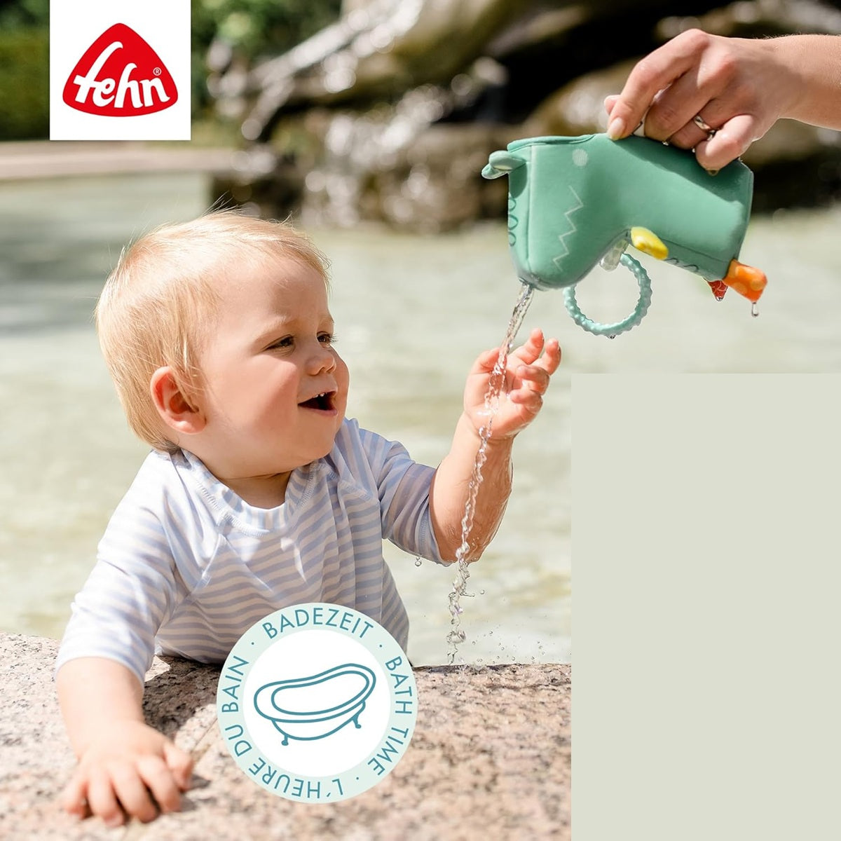 FEHN Plansch & Play cocodrilo regadera juguete para baño 10 x 16 cm