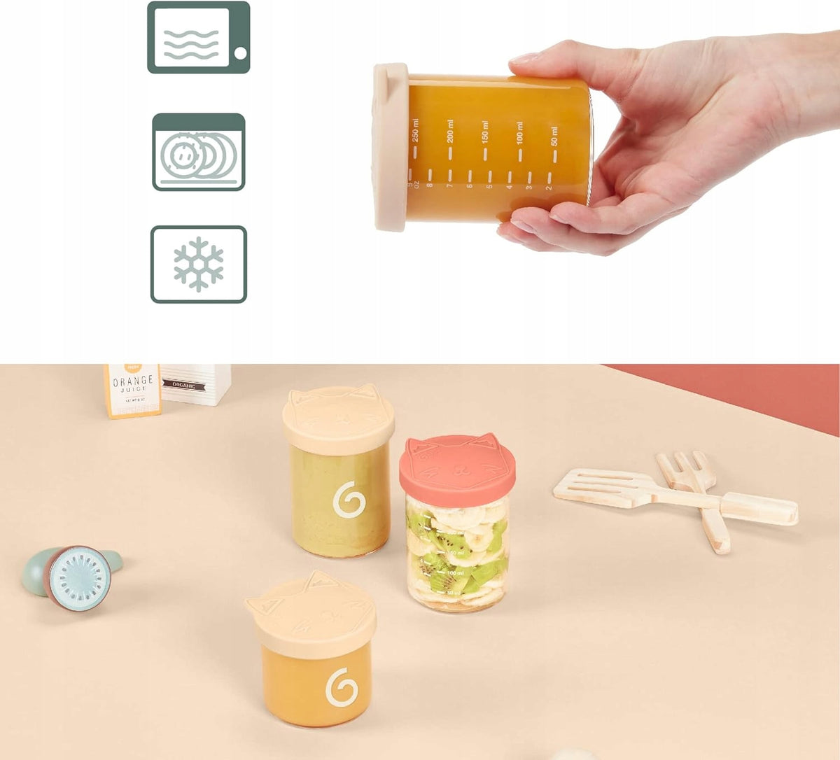 BABYMOOV ISY BOWLS recipientes de vidrio 6x250ml para bebés