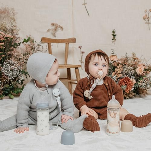 Suavinex zawieszka materiałowa do smoczka Poetry niebieska, bezpieczny klips do smoczka dla dziecka