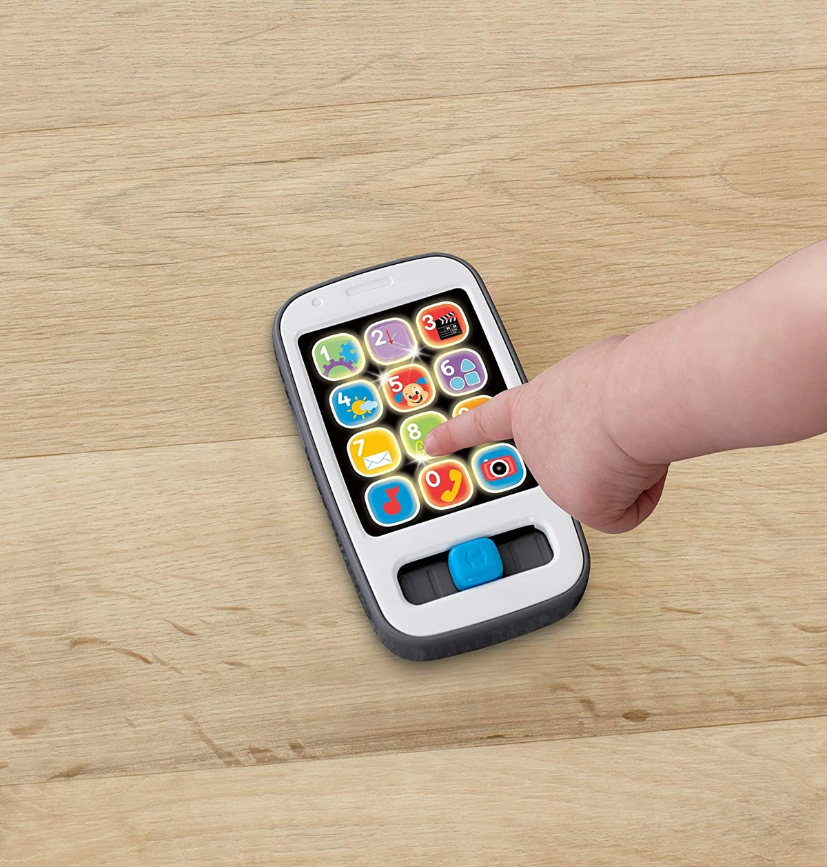 FISHER-PRICE smartfon interaktywny J.NIEMIECKI dla dzieci, kolorowy telefon edukacyjny z przyciskami aplikacji