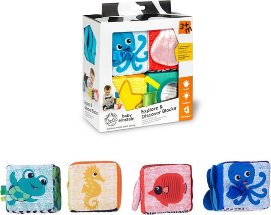 BABY EINSTEIN Explora y Descubre Bloques suaves educativos 4 piezas