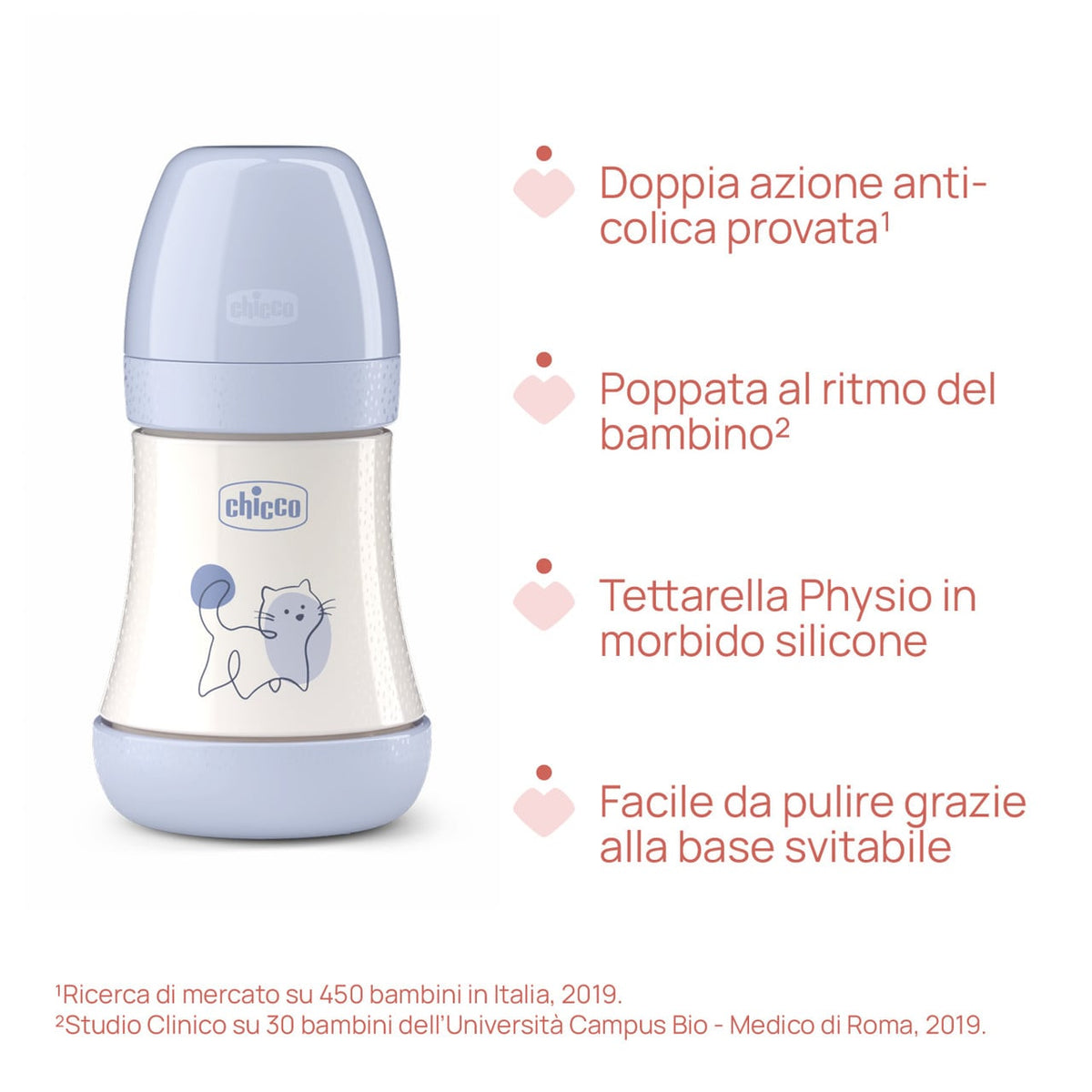 Biberón Chicco Perfect5 150 ml flujo lento azul 0m