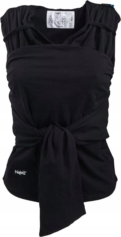 BEABA NAJELL WRAP chusta do noszenia dziecka 2w1 rozm. S/M czarna, bez węzłów, dla niemowląt 0m+