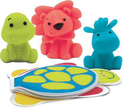 LUDI set de juguetes para el baño 9 piezas + caja con asa