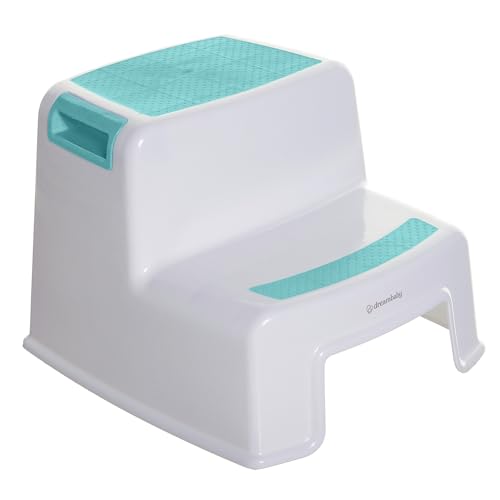 Escalón infantil DREAMBABY de dos peldaños, blanco y azul