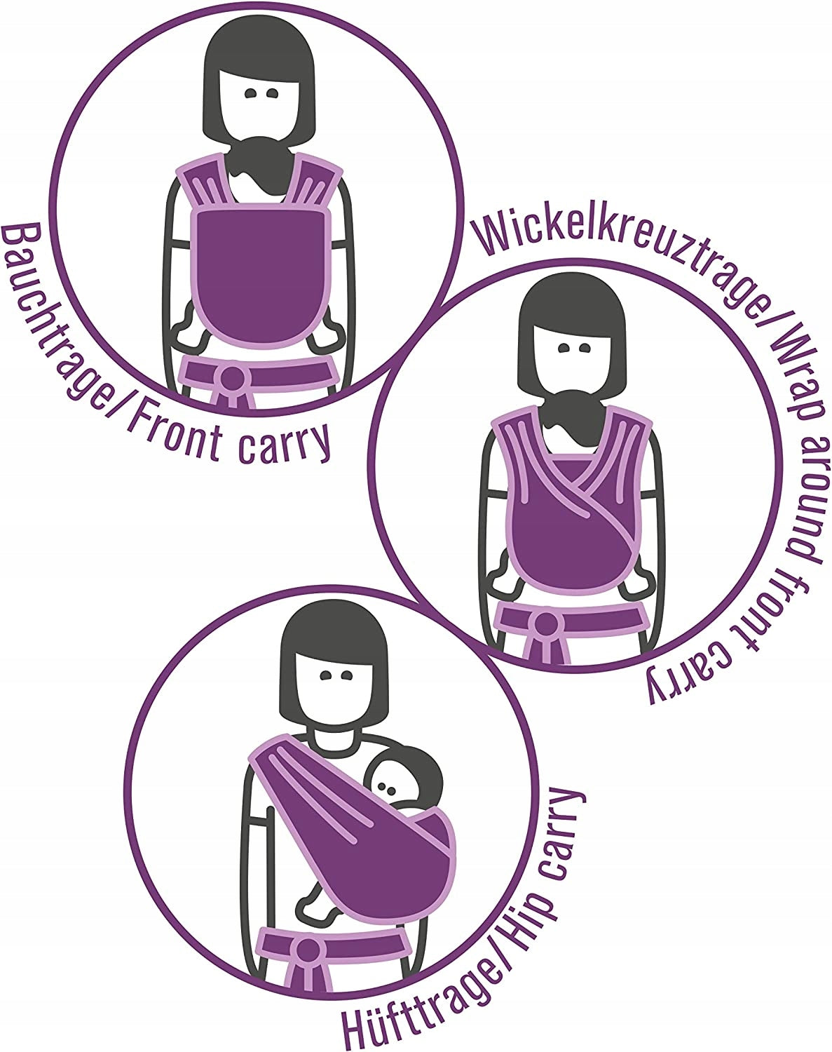 MANDUCA SLING chusta do noszenia dziecka czarna, front carry, wrap around front carry i hip carry