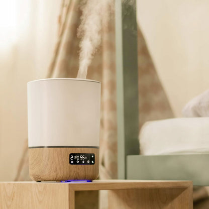 MAXI-COSI Breathe zdalny nawilżacz powietrza 24 h aplikacja Connected Home, biało-drewniany z wyświetlaczem