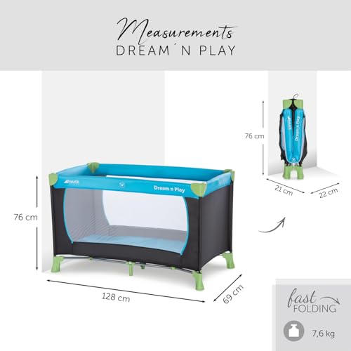 Cuna de viaje Hauck Dream N Play Waterblue 120 x 60 cm