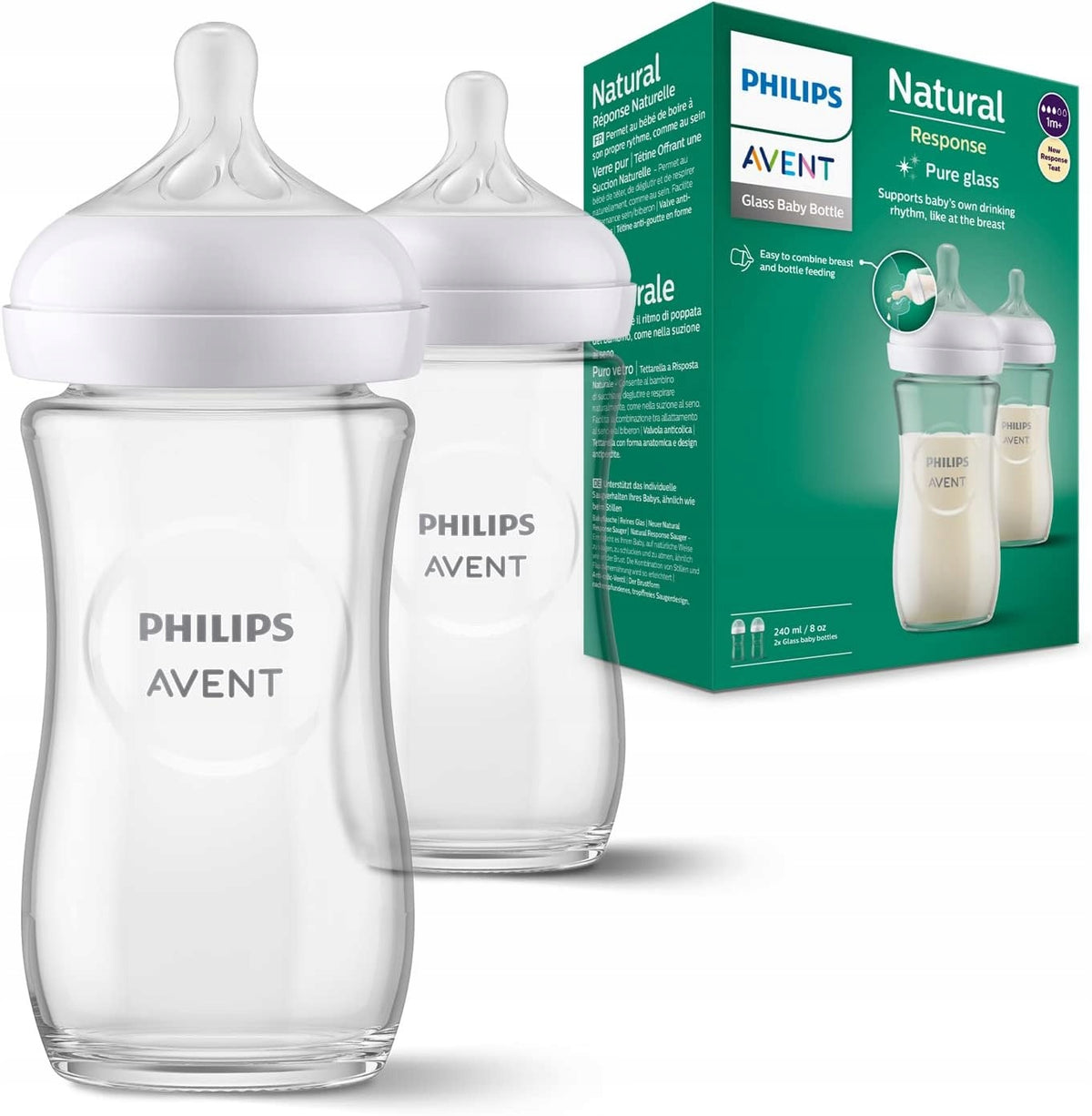 PHILIPS AVENT Biberón Natural RESPONSE vidrio 240 ml 1m+ x2