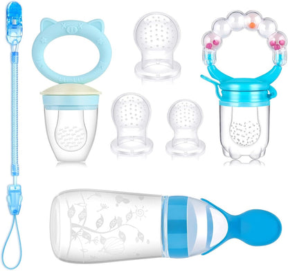 KOSHINE chupete para frutas 2 piezas 5 boquillas + cuchara 125 ml y cadena