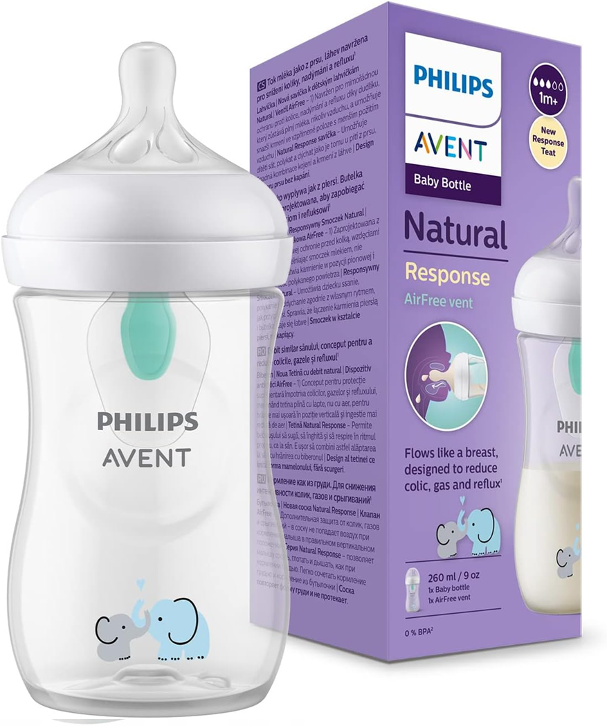 PHILIPS AVENT Biberón Natural RESPONSE 260 ml 1 mes+ con ventilación AIR FREE