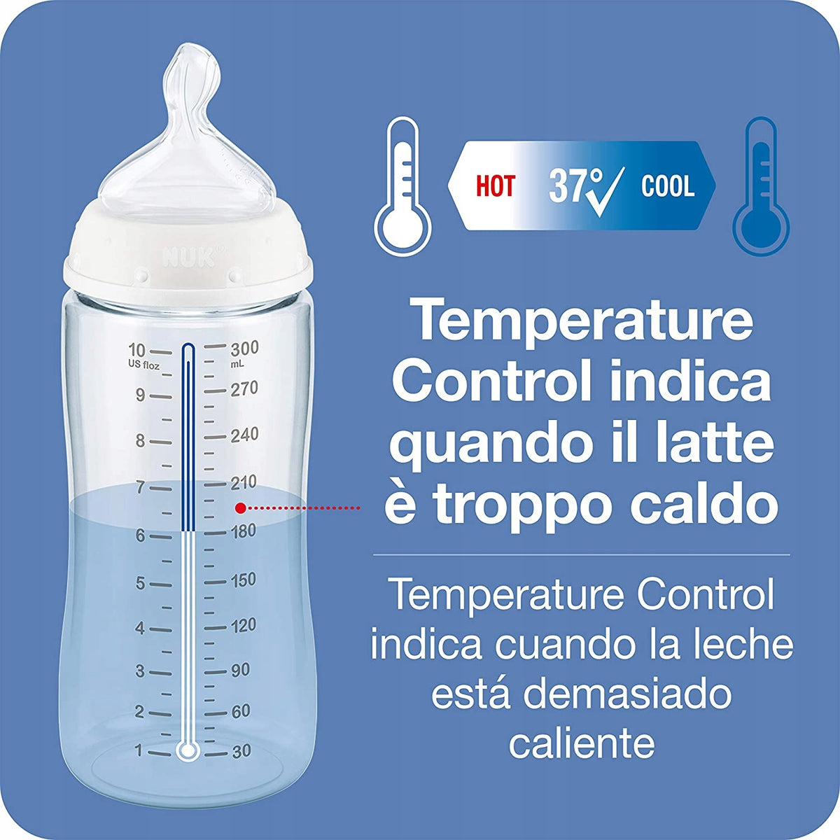 Set NUK anticolicos 4 biberones cesta control de temperatura