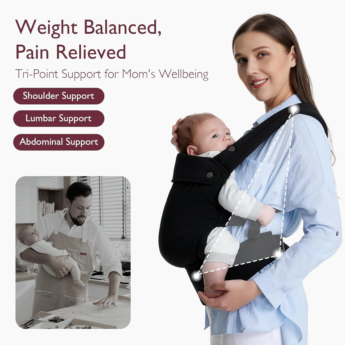 MOMCOZY portabebés ajustable para recién nacidos y bebés de 3 a 20 kg