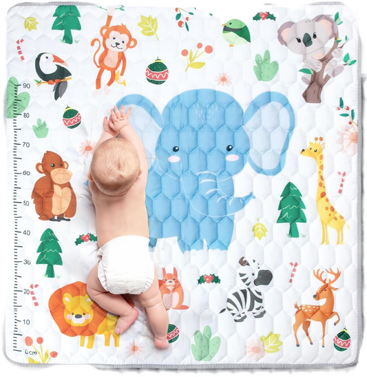 FUNSLAND alfombra de juegos para bebés con medidor de altura 127x127 cm